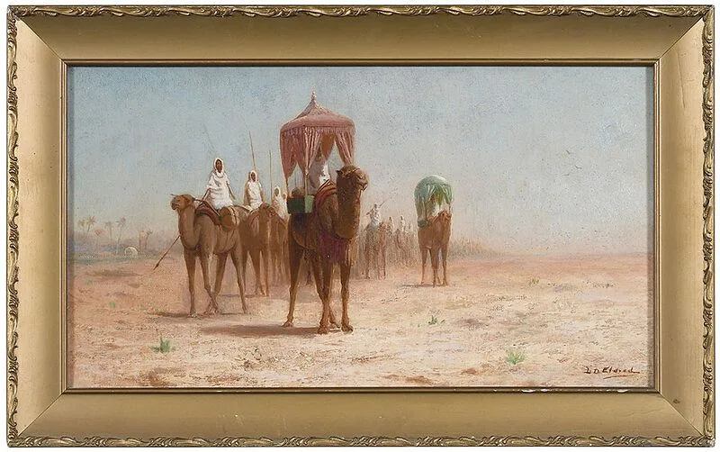 Lemuel D. Eldred, The Camel Caravan, oil on canvas