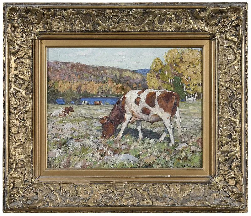 Cattle by the River by Herbert Sydney Palmer, oil on board, sold May 2021