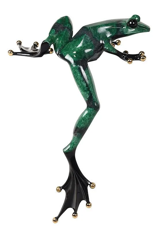 Tim "Frogman" Cotterill, Untitled, enameled bronze of frog with leg hanging down