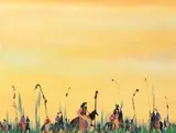 Earl Biss, Warriors on the Sweet Grass, oil on canvas