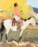 Laverne Nelson Black, Going to the Sing, oil on board
