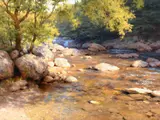 Mark Boedges, Mountain Clarity, oil on canvas laid on board