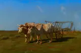 Rosa Bonheur, Two White Oxen Pulling a Cart, oil on canvas