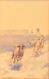 Edward Borein, The Getaway, watercolor on paper