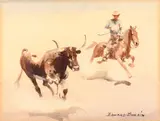 Edward Borein, Cutting Him Out, watercolor on paper