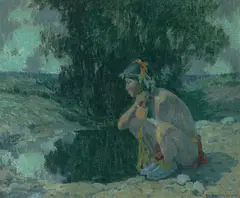 E. Irving Couse, The Moonlit Pool, oil on canvas
