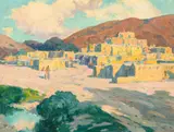 E. Irving Couse, Taos Pueblo (ca. 1935), oil on board