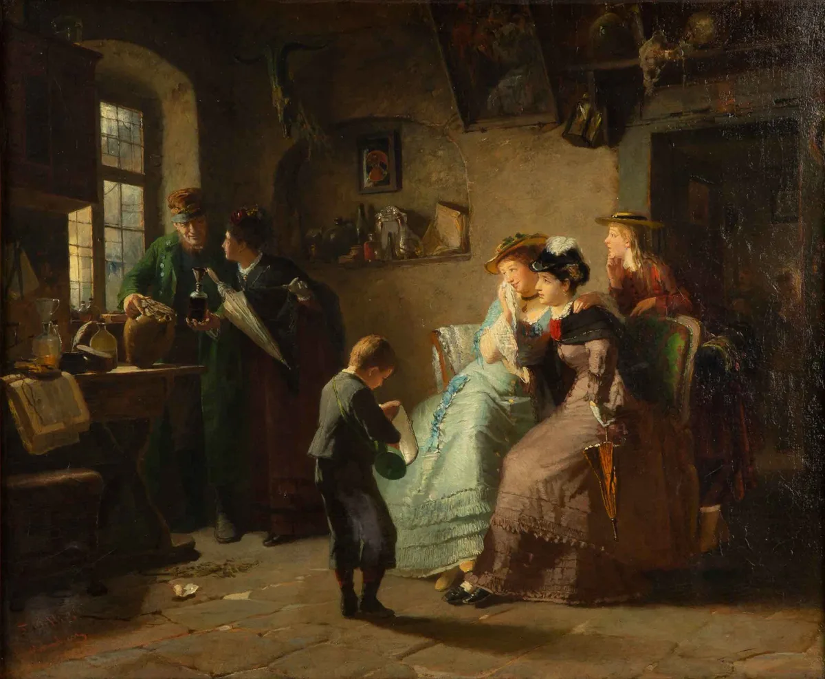 Friedrich Ortlieb, Interior Scene, Oil on canvas