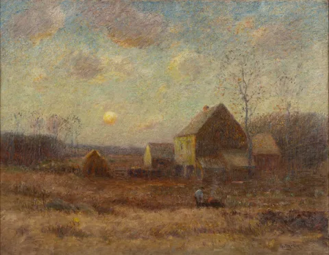 George Herdle, Farm Scene, oil on canvas