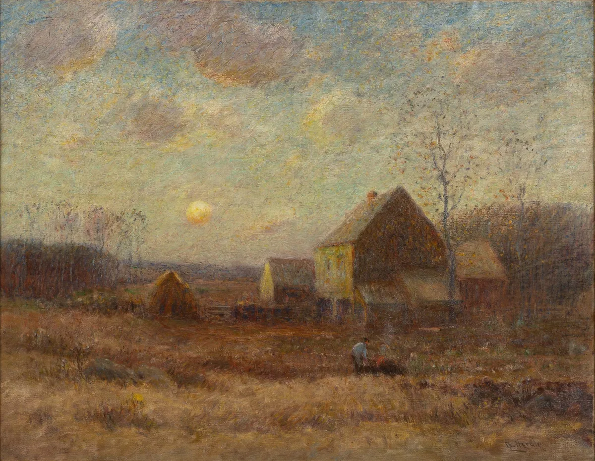 George Herdle, Farm Scene, oil on canvas
