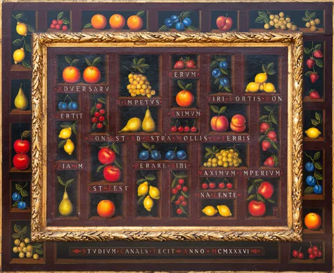 Miguel Canals, Trompe-l'oeil Still Life with Fruit, Oil on canvas