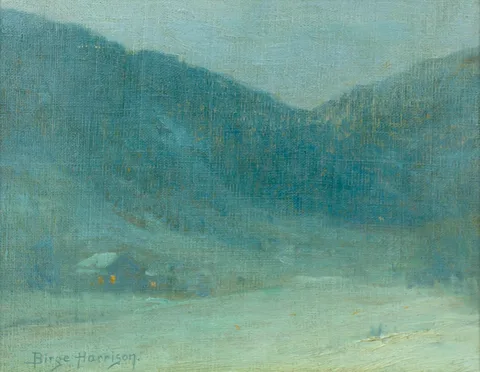 L. Birge Harrison, Hazy Moonlight, Oil on artist board