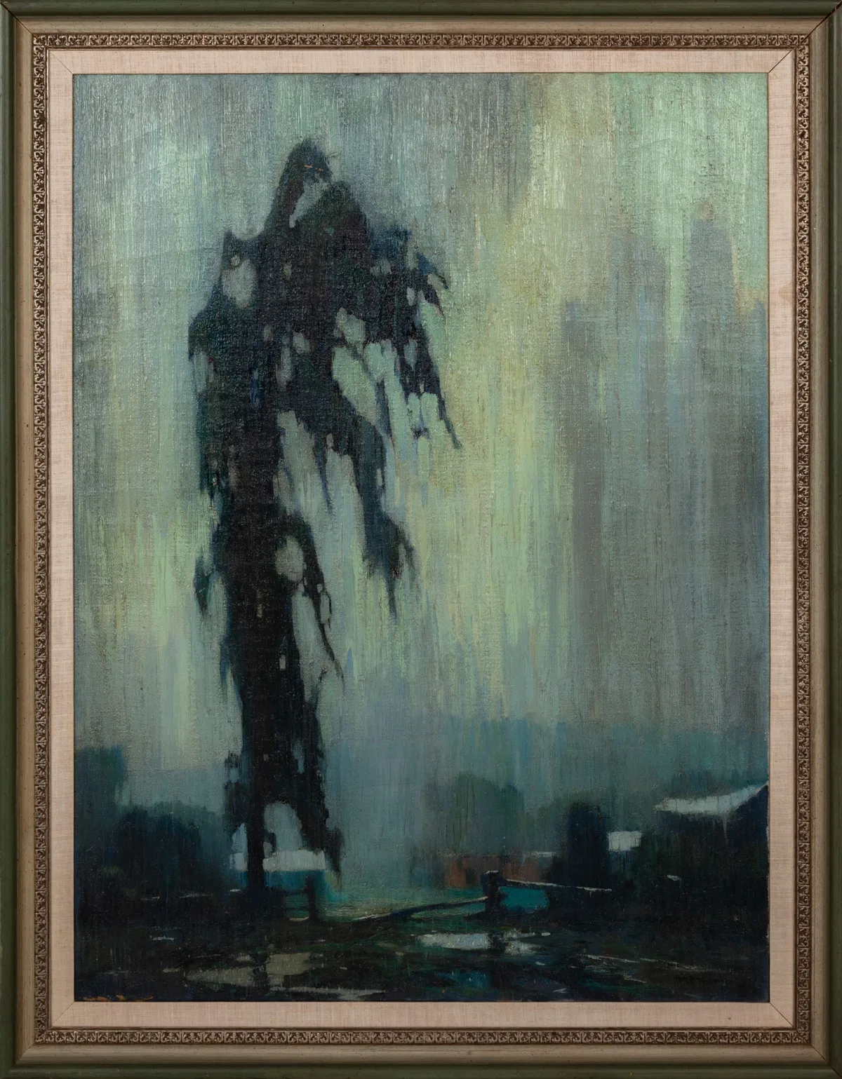 Down Pour by Roy Martell Mason, Oil on canvas, sold Jan 2024