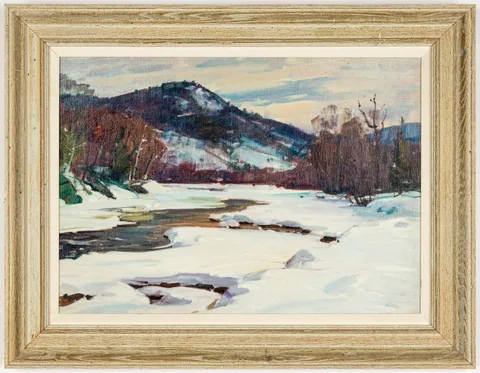 Winter Landscape by Aldro Thompson Hibbard, Oil on artist board, sold Mar 2024