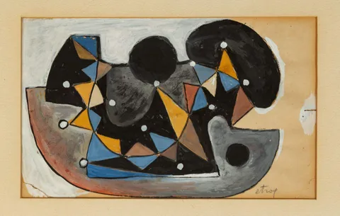 Sorel Etrog, Study for Painted Construction, circa 1958, watercolor on paper