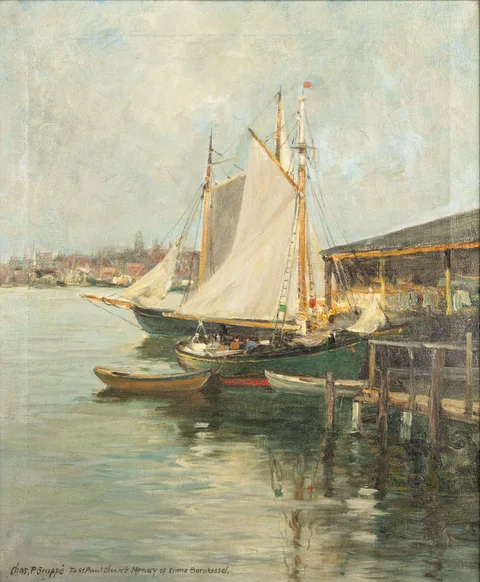 Charles Gruppe, Harbor Scene, Oil on canvas