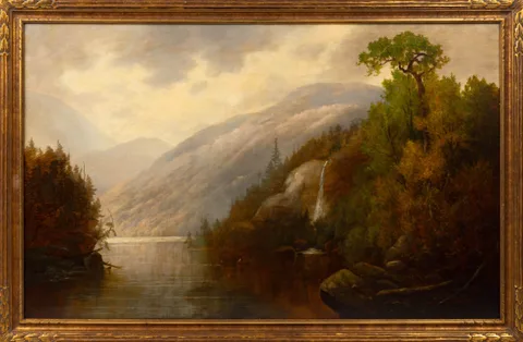 William Ongley, Adirondack or Catskill Lake-and-Mountain Landscape, Oil on canvas