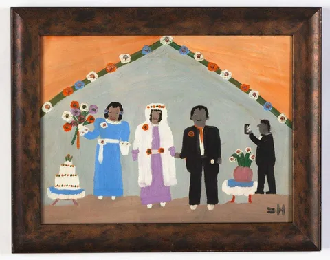 Clementine Hunter, Wedding Scene, Oil on board