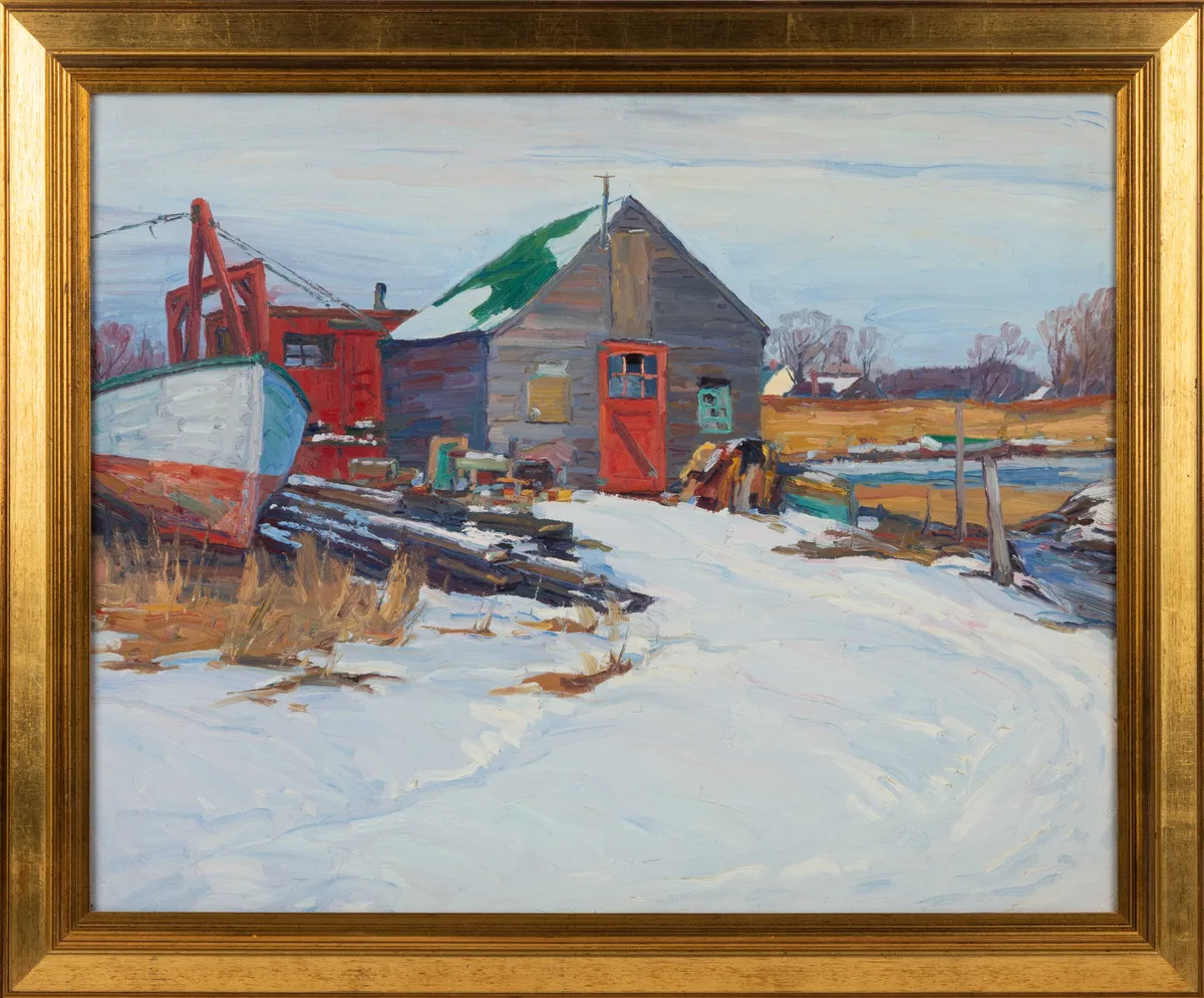 Winter by George A. Renouard, 1944, Oil on canvas, sold May 2026