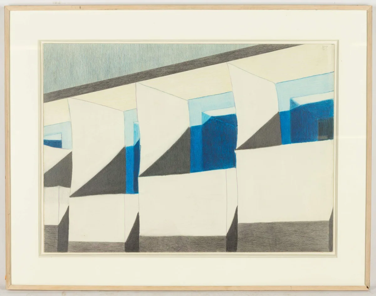 Emilio Sánchez Font, Toldos Blanco, circa 1975, mixed media on bainbridge board