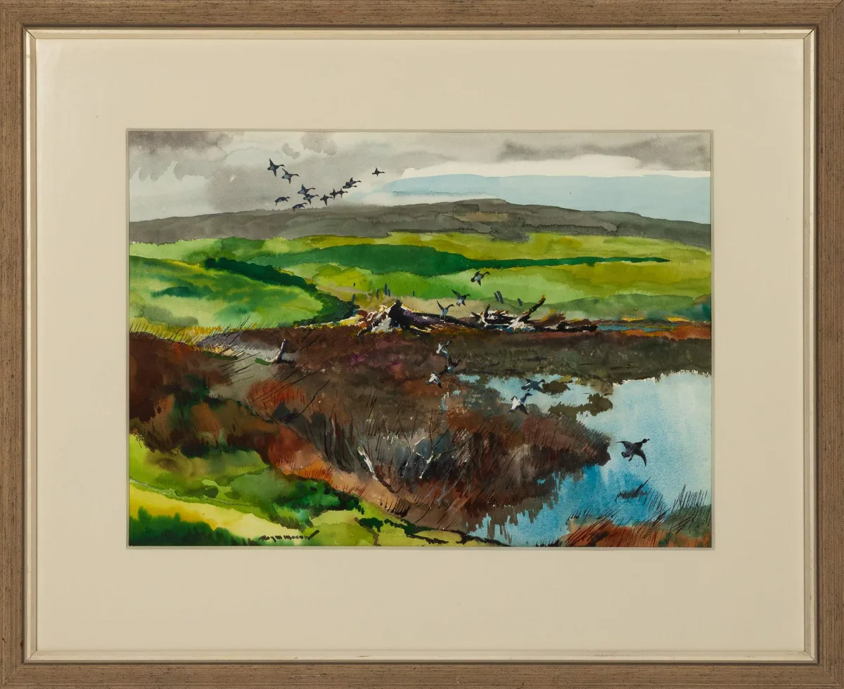 Migrating Ducks by Roy Martell Mason, Watercolor on paper, sold May 2025