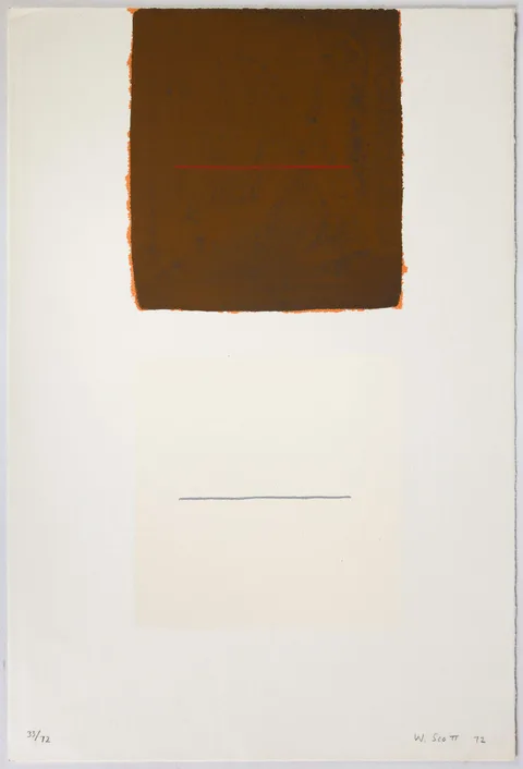 William Scott, Brown & White Related, "A Poem for Alexander," 1972, screenprint in colors on paper