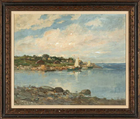 Charles Gruppe, Harbor Scene, Oil on canvas