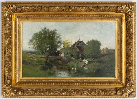 Alexandre Defaux, Farmstead in Normandy, Oil on canvas