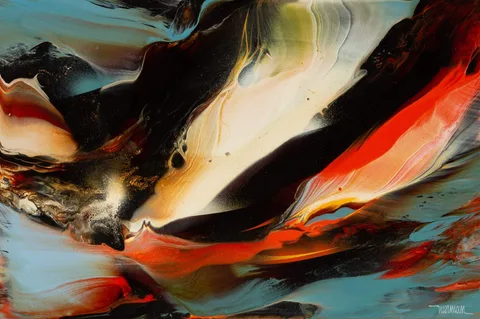 Leonardo Nierman, Volcanic Landscape, Oil on masonite