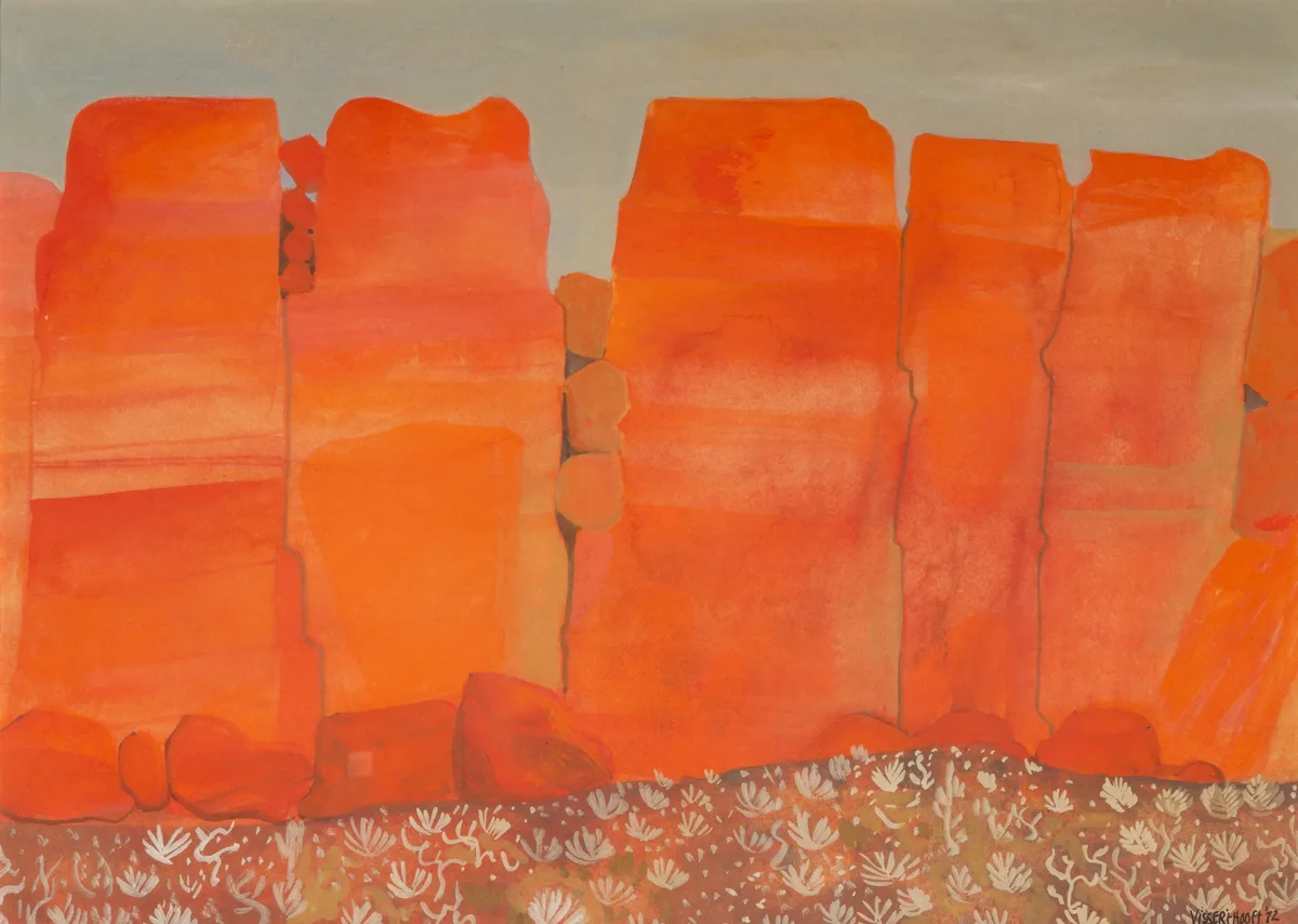 Painted Canyon" (Southwest Series) by Martha Visser't Hooft, 1972, Gouache, sold Sep 2021