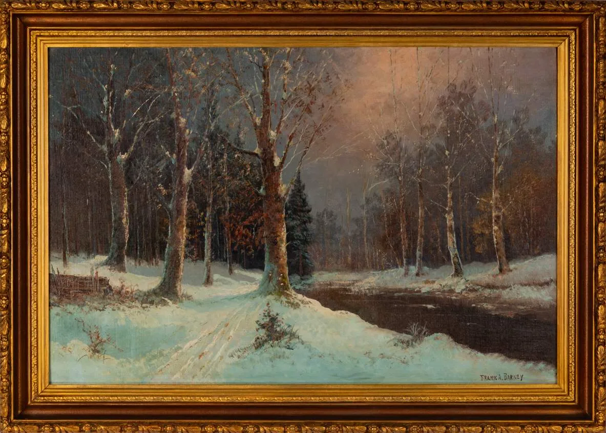 Frank A. Barney, Winter Landscape, Oil on artist board