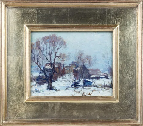 Winter Scene by George A. Renouard, Oil on artist board, sold May 2026