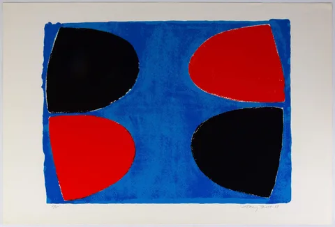 Red & Black on Blue, 1968 by Terry Frost, 1968, Lithograph in colors, sold Jan 2023