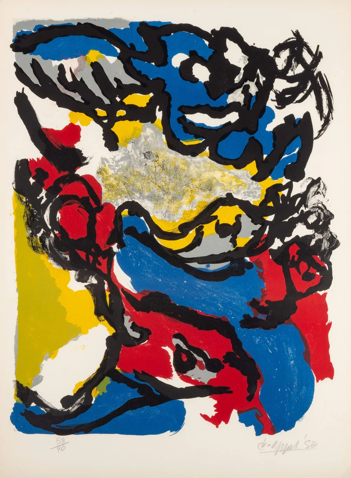 Lithograph by Karel Appel, 1958 lithograph, sold Jan 2022