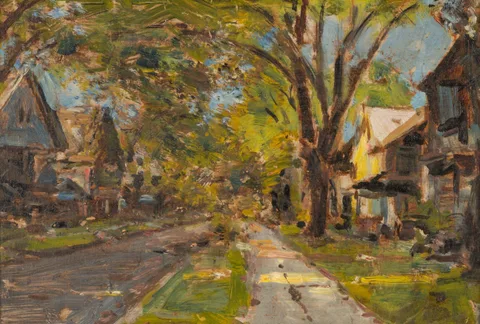 Edward S. Siebert, Alexander Street, Rochester, NY, oil on board