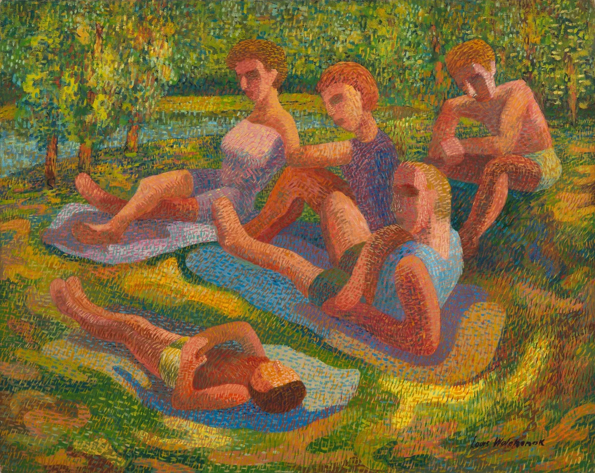Lakeside by Louis Wolchonok, Oil on artist board, sold Nov 2023