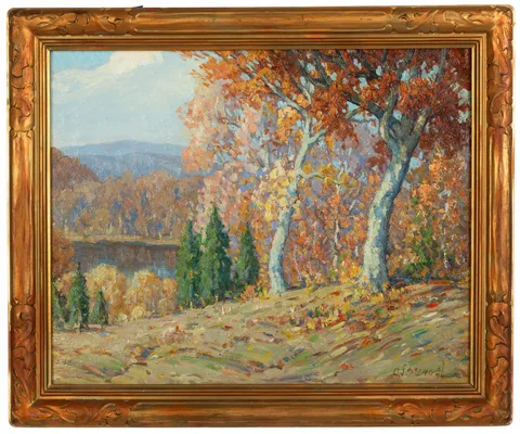 George J. Stengel, Autumn Landscape, Oil on canvas