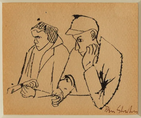 Ben Shahn, Worrisome Couple, Ink on paper