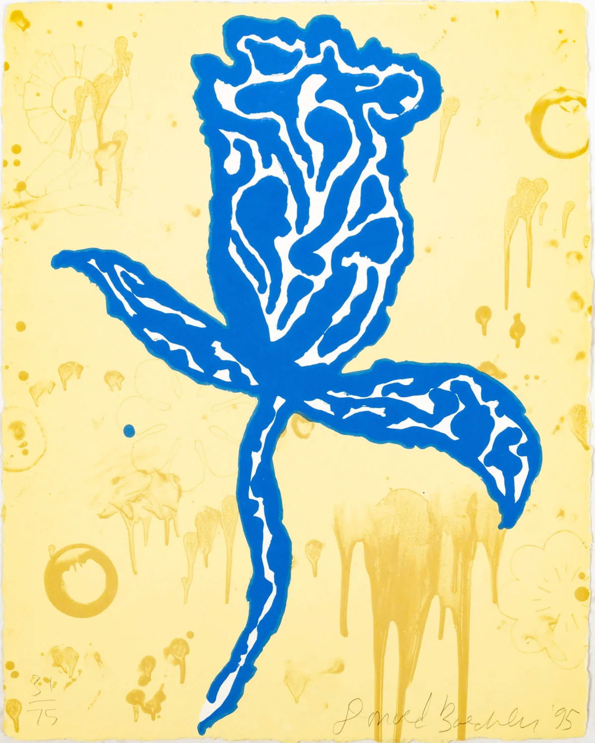 Blue Flower by Donald Baechler, 1995, Lithograph, sold Jun 2021