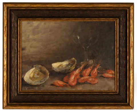 A. B. Bernard, Still Life of Oysters & Shrimp, circa 1915, Oil on canvas