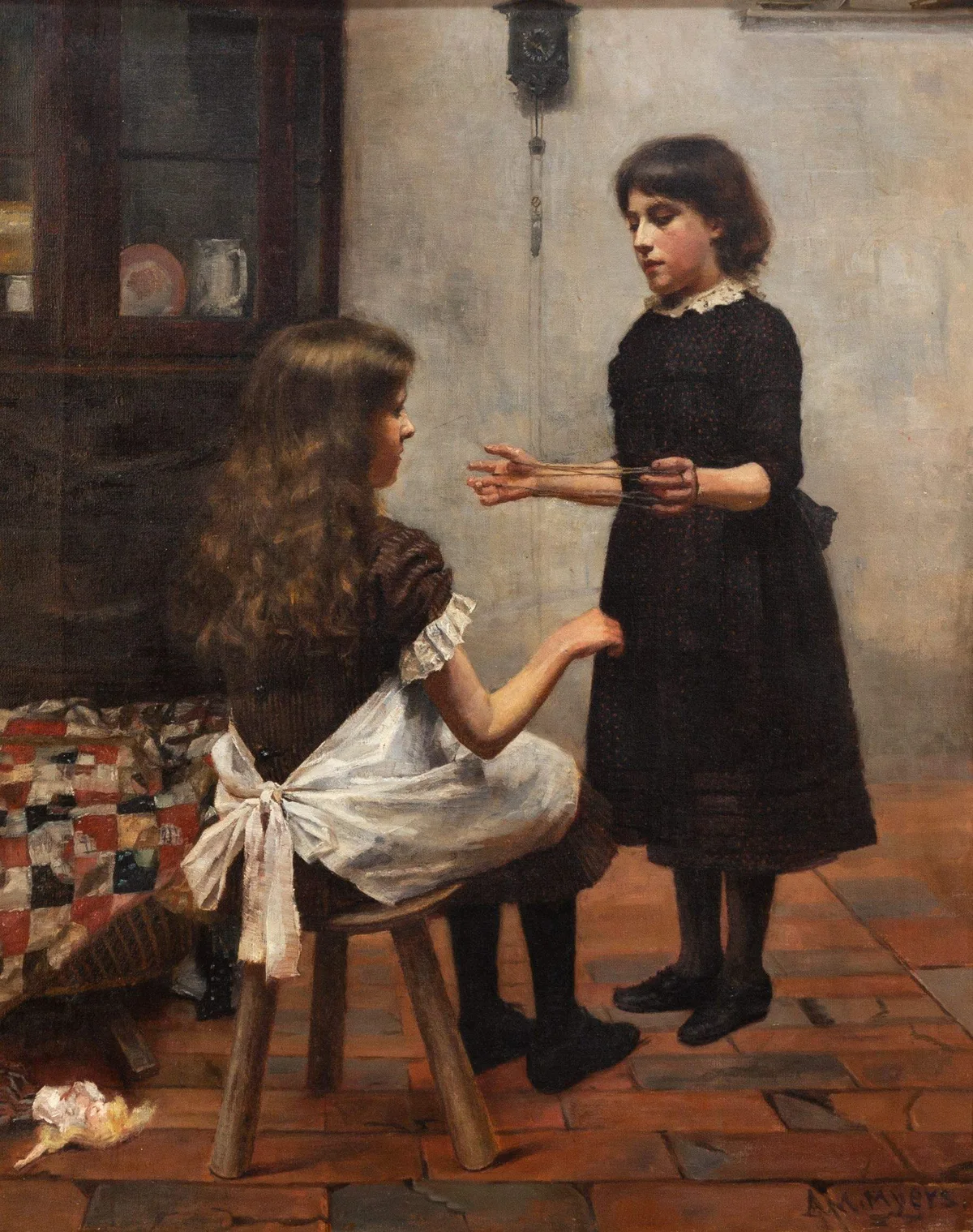 A. M. Myers, Portrait of Young Girls, oil on canvas