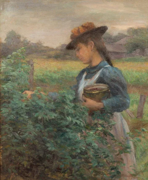 Claire Shuttleworth, Girl Picking Berries, 1899, oil on canvas