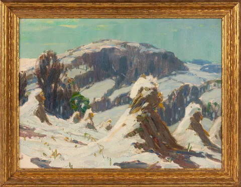 Study of Western, New York by Carl W. Peters, 1947, Oil on artist board, sold Nov 2025