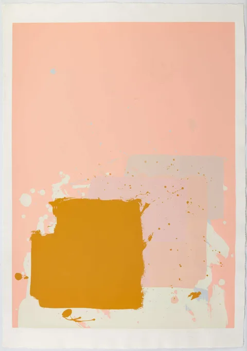 John Hoyland, The New York Suite: Brown Block on Pink, 1971, 1971, Screenprint