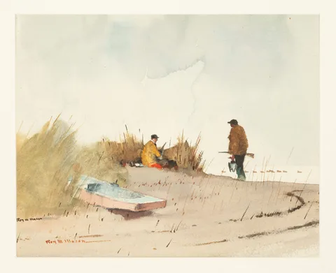 Two Men Bird Hunting by Roy Martell Mason, Watercolor, sold Jan 2021