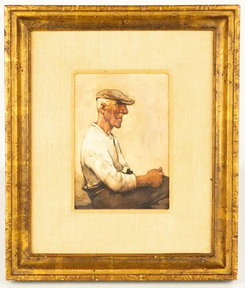 Willem van den Berg, Seated Farmer, 1965, Oil on masonite
