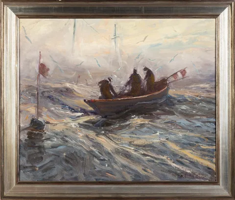 Seascape by Robert Charles Gruppe, oil on canvas, sold Nov 2022