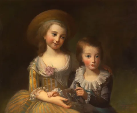 James Wells Champney, Portrait of Madame Royale and Louis Joseph, Dauphin of France, After Lebrun, Pastel on paper