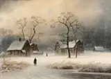 Johann Gustav Lange, A winter landscape, oil