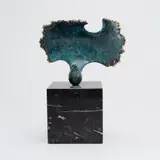 José Luis Pequeño, A bird, enameld bronze on marble stand